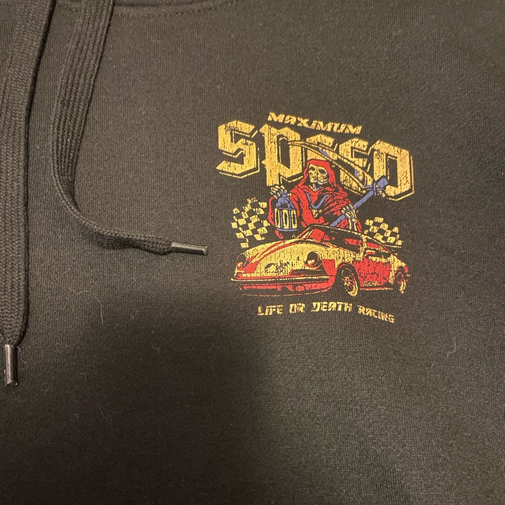 Retrofit Black Hoodie with Vibrant Maximum Speed Graphic XXL Mens NWT - Picture 6 of 7